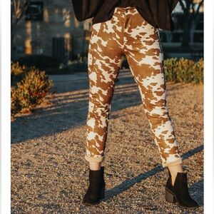 Brown and Cream Cow Patterned Pants